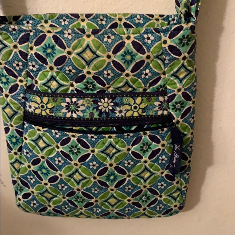 Vera Bradley blue,green, and white crossover bag